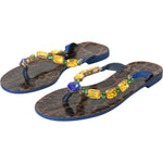Dolce & Gabbana Blue Crystal Calf Leather Beachwear Shoes LA10944-36