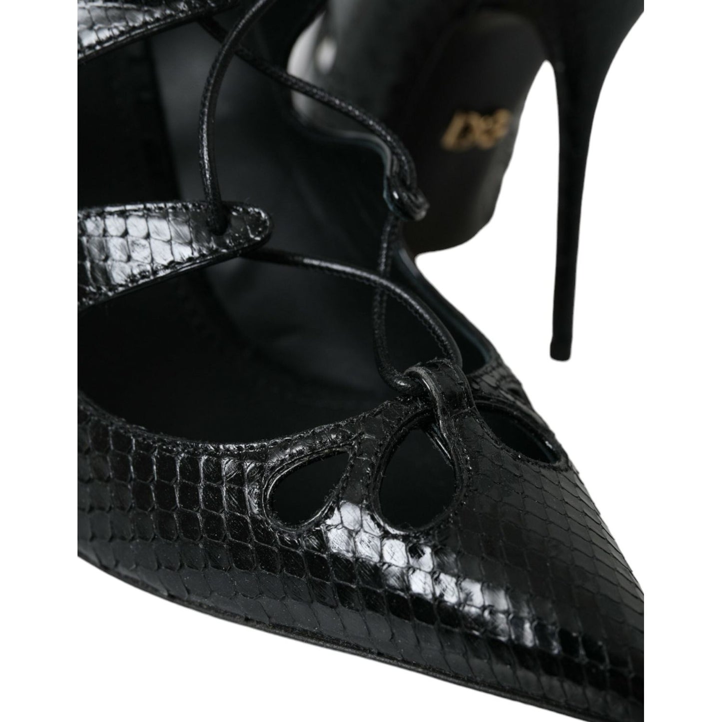 Dolce & Gabbana Black Python Leather Mary Jane Pumps Shoes LA10758-39