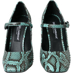 Dolce & Gabbana Aqua Python Leather Mary Jane Pumps Shoes LA10596-39