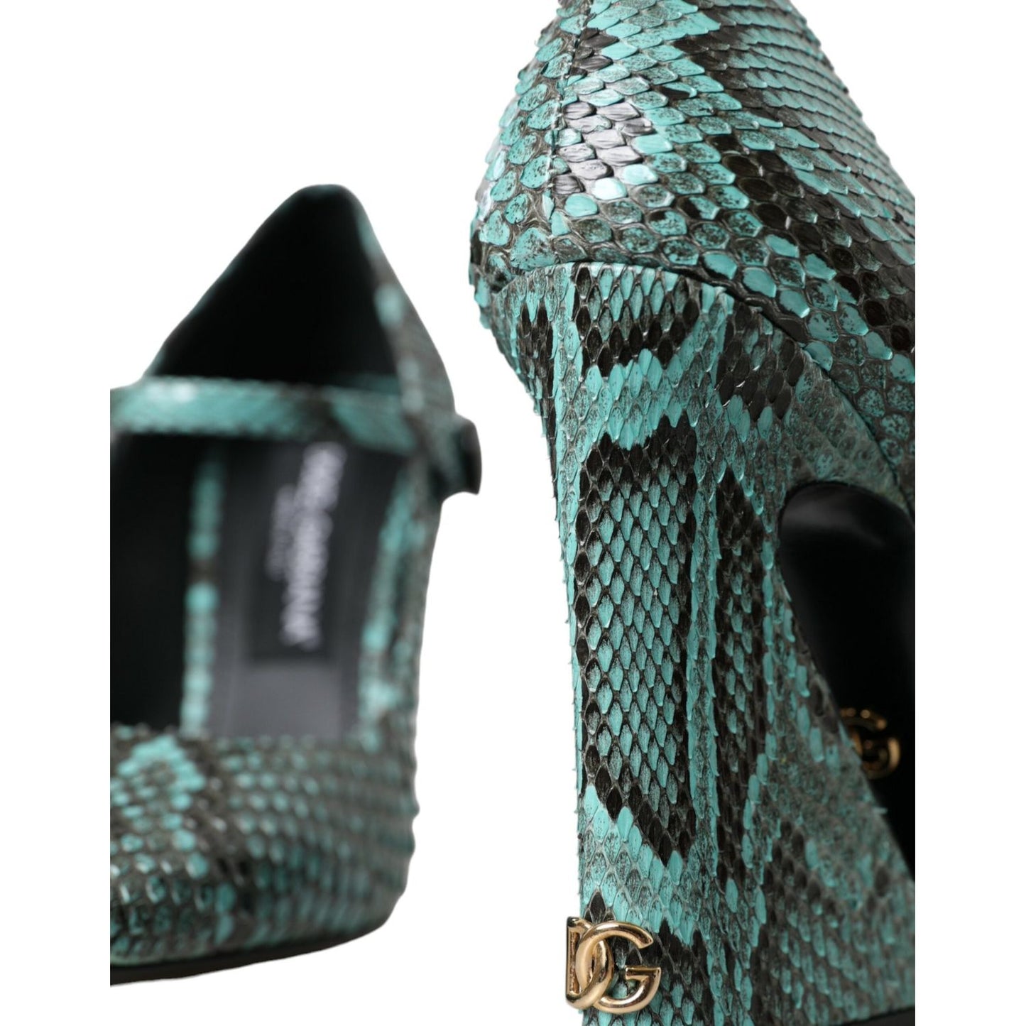 Dolce & Gabbana Aqua Python Leather Mary Jane Pumps Shoes LA10596-39