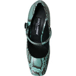 Dolce & Gabbana Aqua Python Leather Mary Jane Pumps Shoes LA10596-39