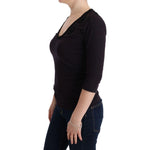 Costume National Purple V-neck Cotton T-shirt TUI10015-1