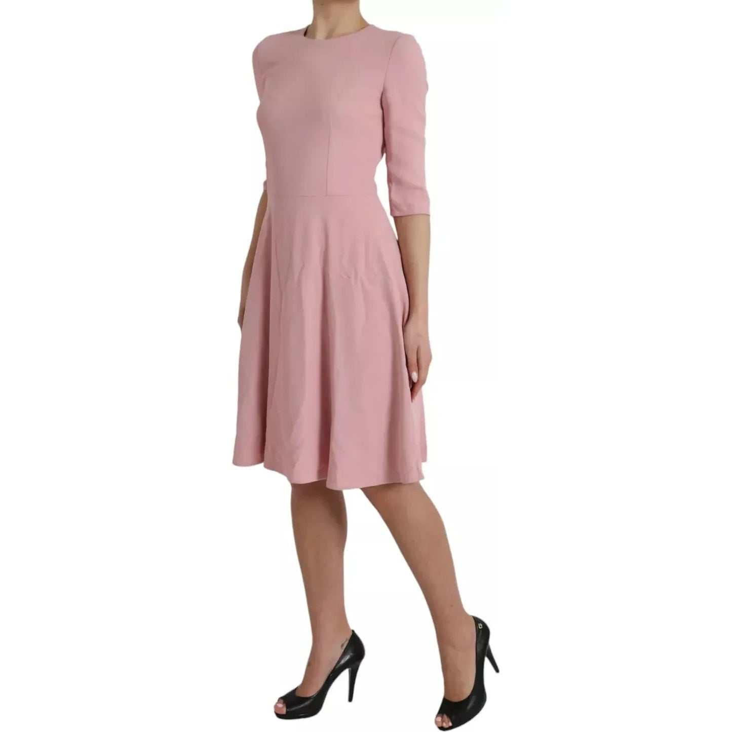 Dolce & Gabbana Pink A-line Flare Viscose Short Sleeves Dress DR281183-42