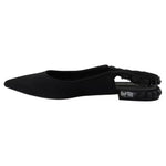 Dolce & Gabbana Black Flats Crystal Slingback Charmeuse Shoes LA8980-37
