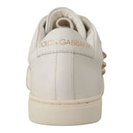 Dolce & Gabbana White Leather Gold Red Heart Sneakers Shoes LA9896-35
