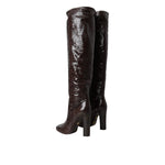 Dolce & Gabbana Brown Exotic Leather Heels High Boots Shoes LA11141-35