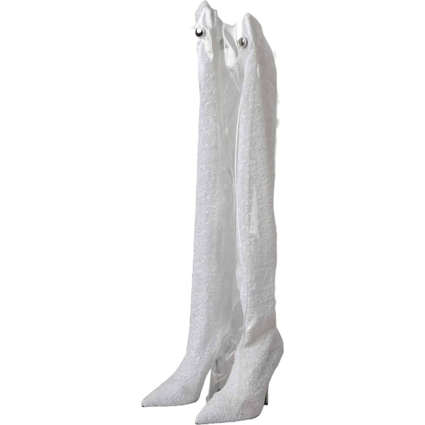 Dolce & Gabbana White Heels Stiletto Knee High Boots Shoes LA11144-36