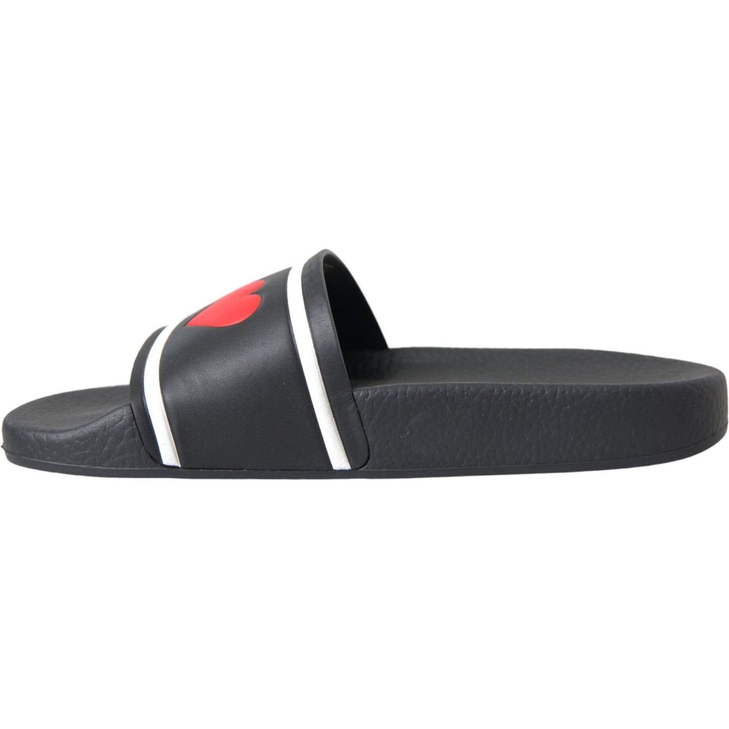 Dolce & Gabbana Black Leather I Love D&G Sandals Slides Shoes LA10970-36