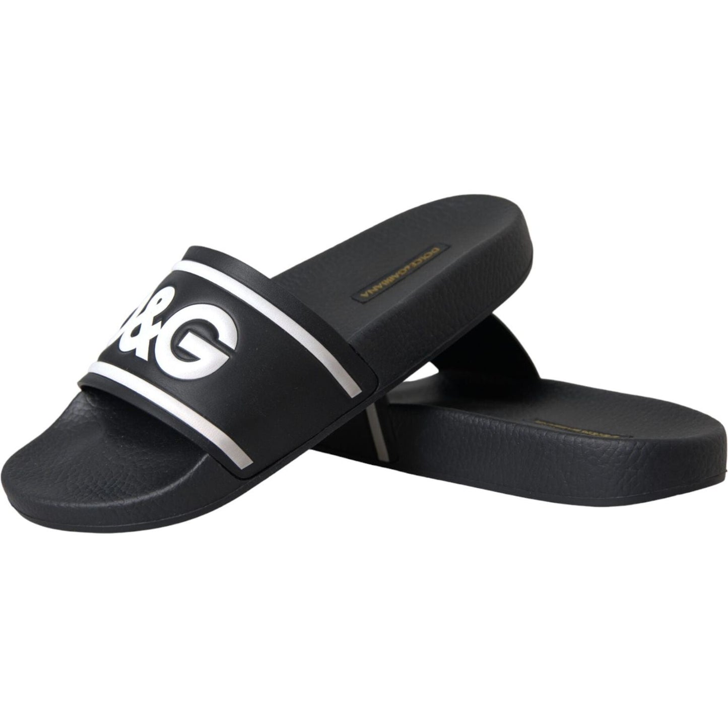 Dolce & Gabbana Black Leather I Love D&G Sandals Slides Shoes LA10970-36