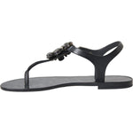 Dolce & Gabbana Black Crystal Flats Sandals Flip Flops Shoes LA10973-35