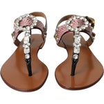 Dolce & Gabbana Multicolor Crystal Sandals Flip Flops Shoes LA11058-36