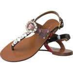 Dolce & Gabbana Multicolor Crystal Sandals Flip Flops Shoes LA11058-36