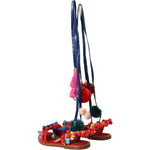 Dolce & Gabbana Multicolor Pom Pom Fur Wrap Sandals Shoes LA11080-35