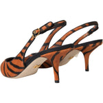 Dolce & Gabbana Black Orange Zebra Leather Slingbacks Shoes LA11133-35