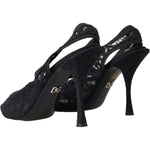 Dolce & Gabbana Black Lace Stretch Heels Slingbacks Shoes LA11198-36