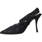 Dolce & Gabbana Black Lace Stretch Heels Slingbacks Shoes LA11198-36