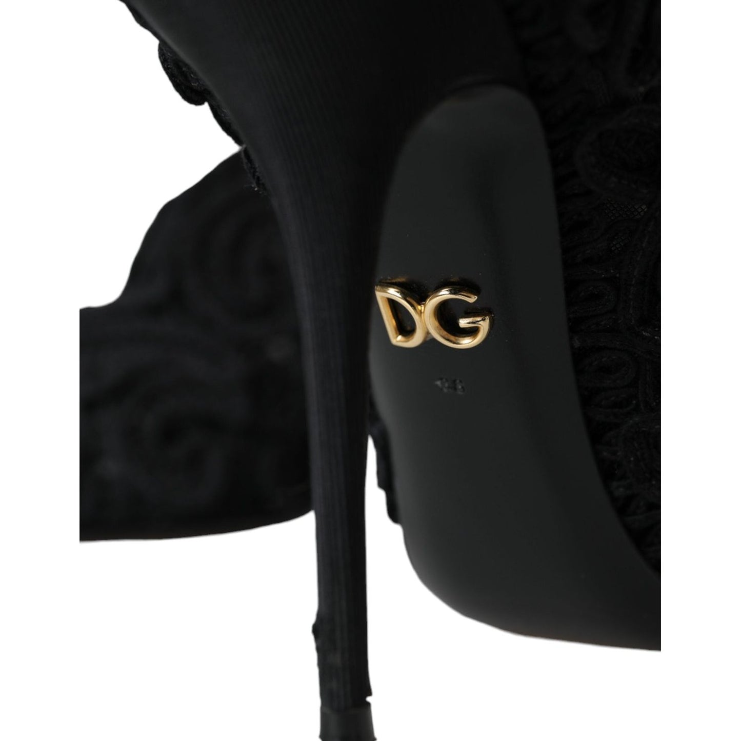 Dolce & Gabbana Black Cordonetto Ricamo Pump Open Toe Shoes LA11001-38