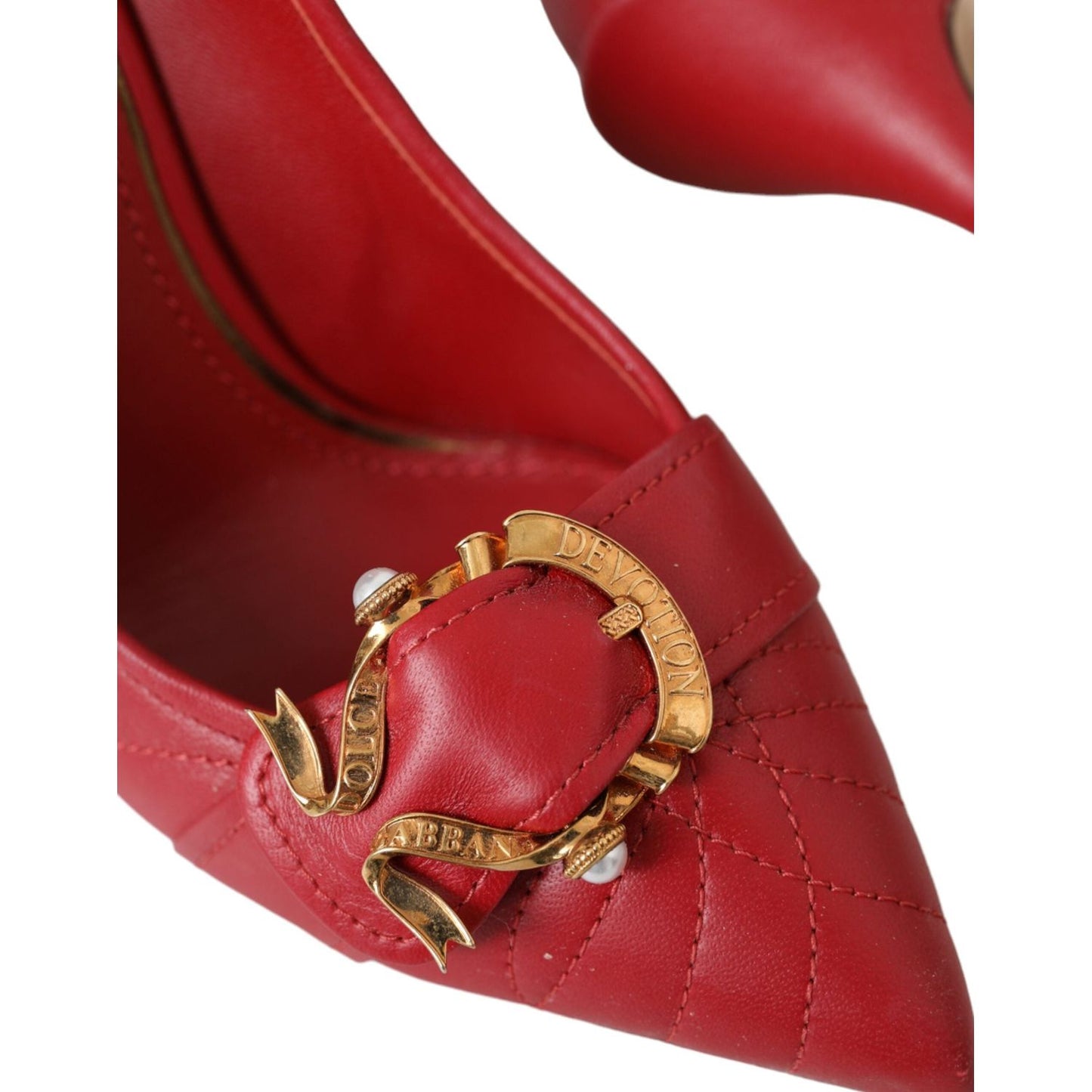 Dolce & Gabbana Red Devotion Leather Heels Pumps Shoes LA11023-36