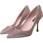 Dolce & Gabbana Pink Strass Crystal Heels Pumps Shoes LA11218-38.5