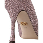 Dolce & Gabbana Pink Strass Crystal Heels Pumps Shoes LA11218-38.5