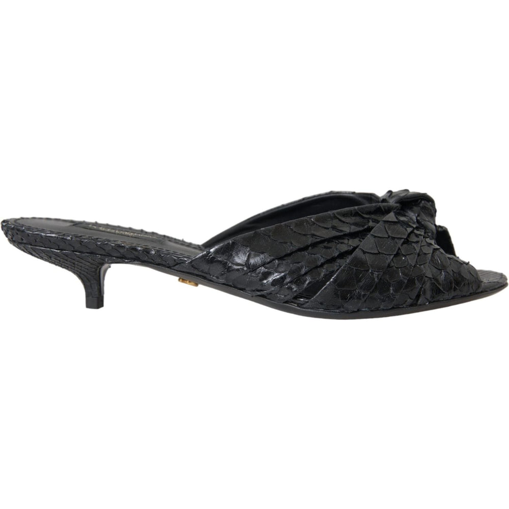 Dolce & Gabbana Black Exotic Leather Heels Slides Shoes LA11030-36.5