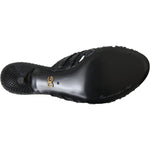 Dolce & Gabbana Black Exotic Leather Heels Slides Shoes LA11030-36.5