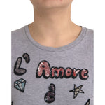 Dolce & Gabbana Gray Cotton L'Amore E'Bellezza Top T-shirt TSH84004-46