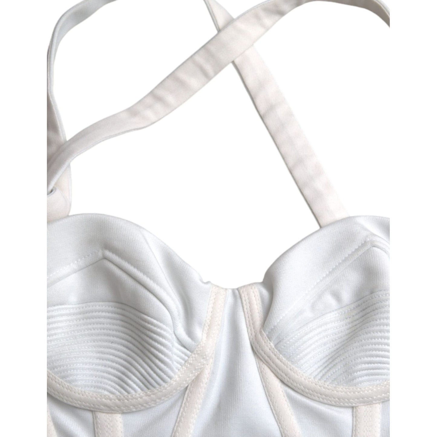 Versace White Viscose Bustier Sleeveless Cropped Top