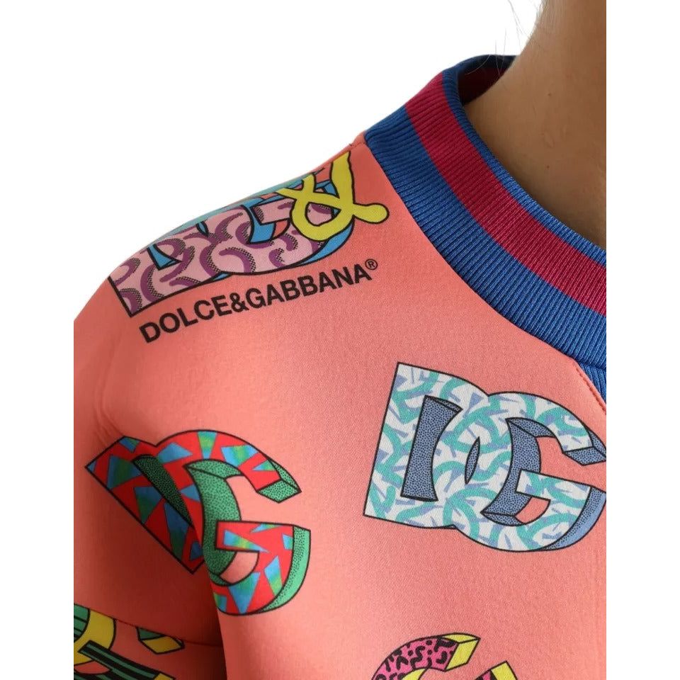 Dolce & Gabbana Salmon Pink Logo Print Sweatshirt Sweater TSH84261-38