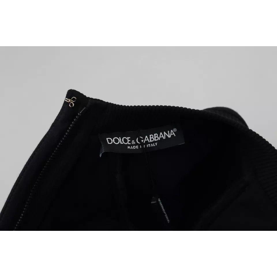Dolce & Gabbana Black Long Sleeves A-line Mini Cotton Dress Dolce & Gabbana Gray