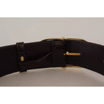 Dolce & Gabbana Brown Crocodile Pattern Leather Gold Oval Buckle Belt WMB129-75