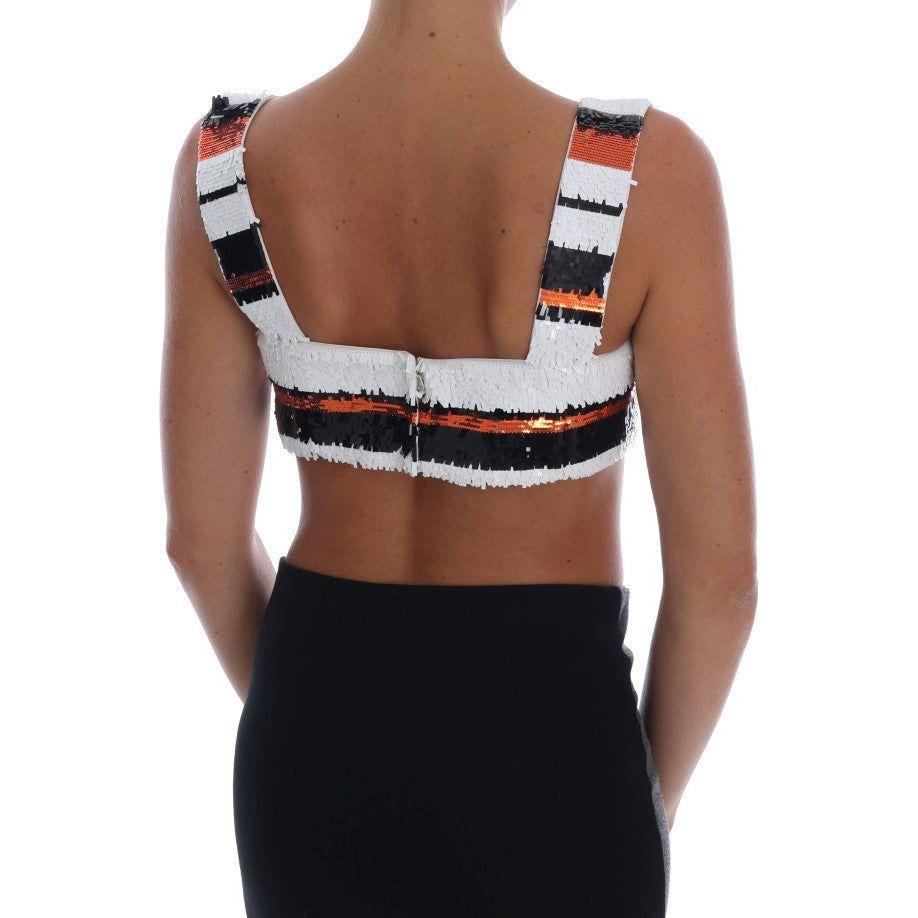 Dolce & Gabbana Multicolor Sequined Stretch Bustier Top TSH1018-1