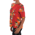 Dolce & Gabbana Orange Print Crystal-Embellished Blouse TSH1405-2