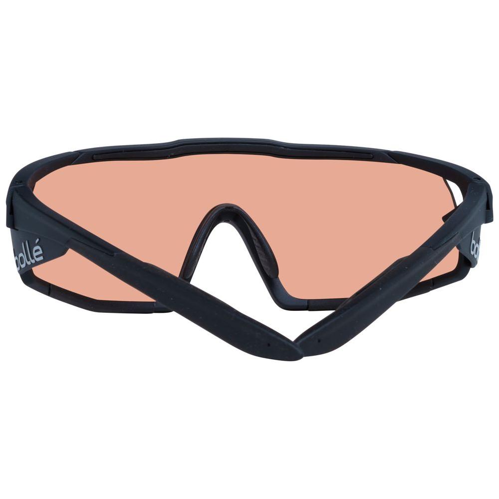 Bolle black unisex sunglasses with rose mirrored lenses, plastic frame, and full-rim style, 100% UV protection, includes branded case.