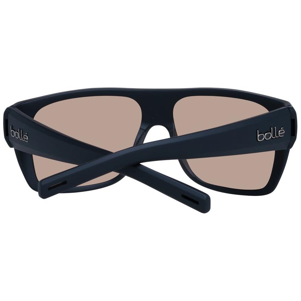 Bolle Black Unisex Sunglasses with brown polarized lenses, full-rim plastic frame, 100% UVA & UVB protection, rectangle style - back view.