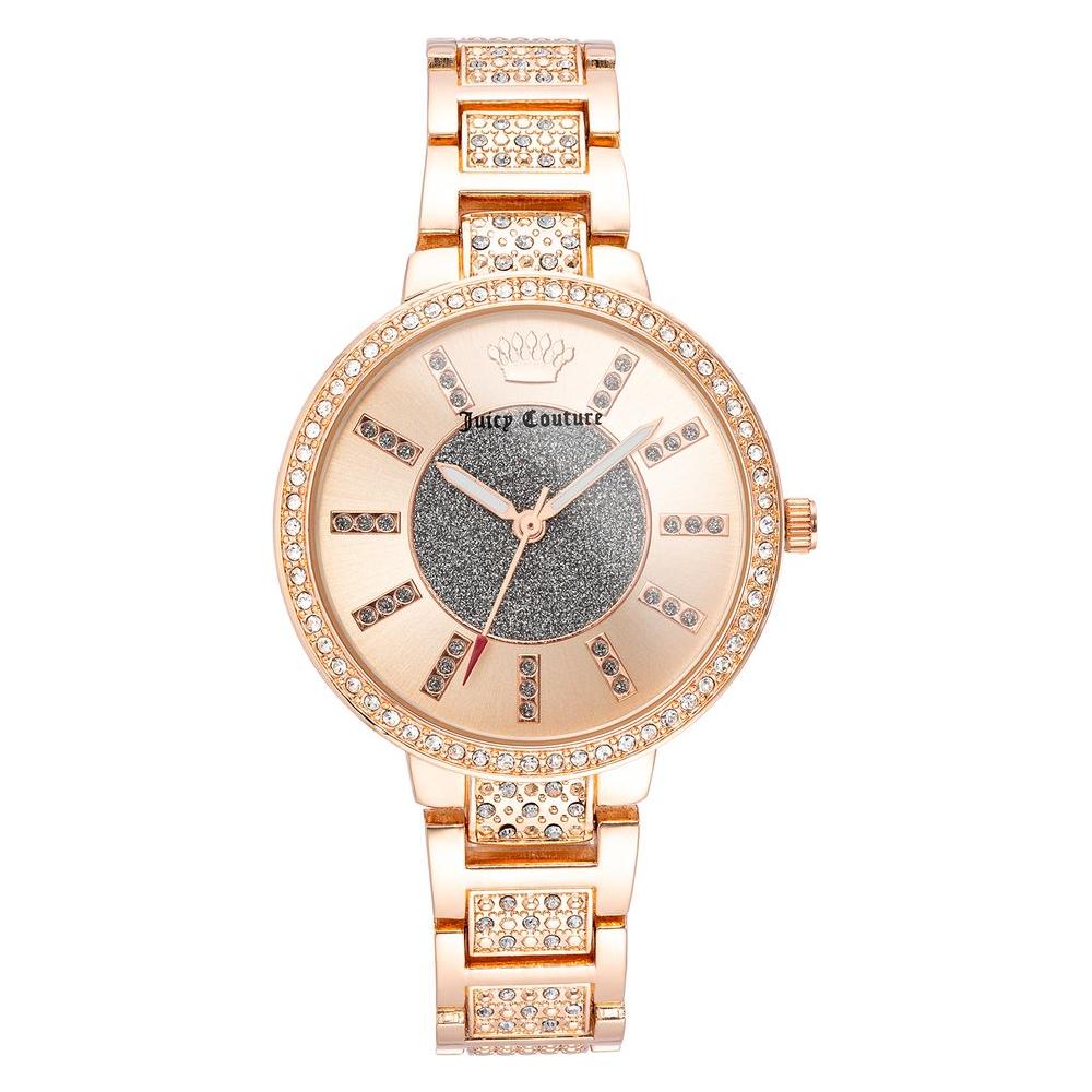 Juicy Couture Rose Gold Women's Watch with Rhinestone Accents, Metal Band, Fashion Style, Analog Display, Jewelry Clasp