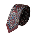 Dolce & Gabbana Bordeaux Printed 100% Silk Adjustable Men Tie KRA3319