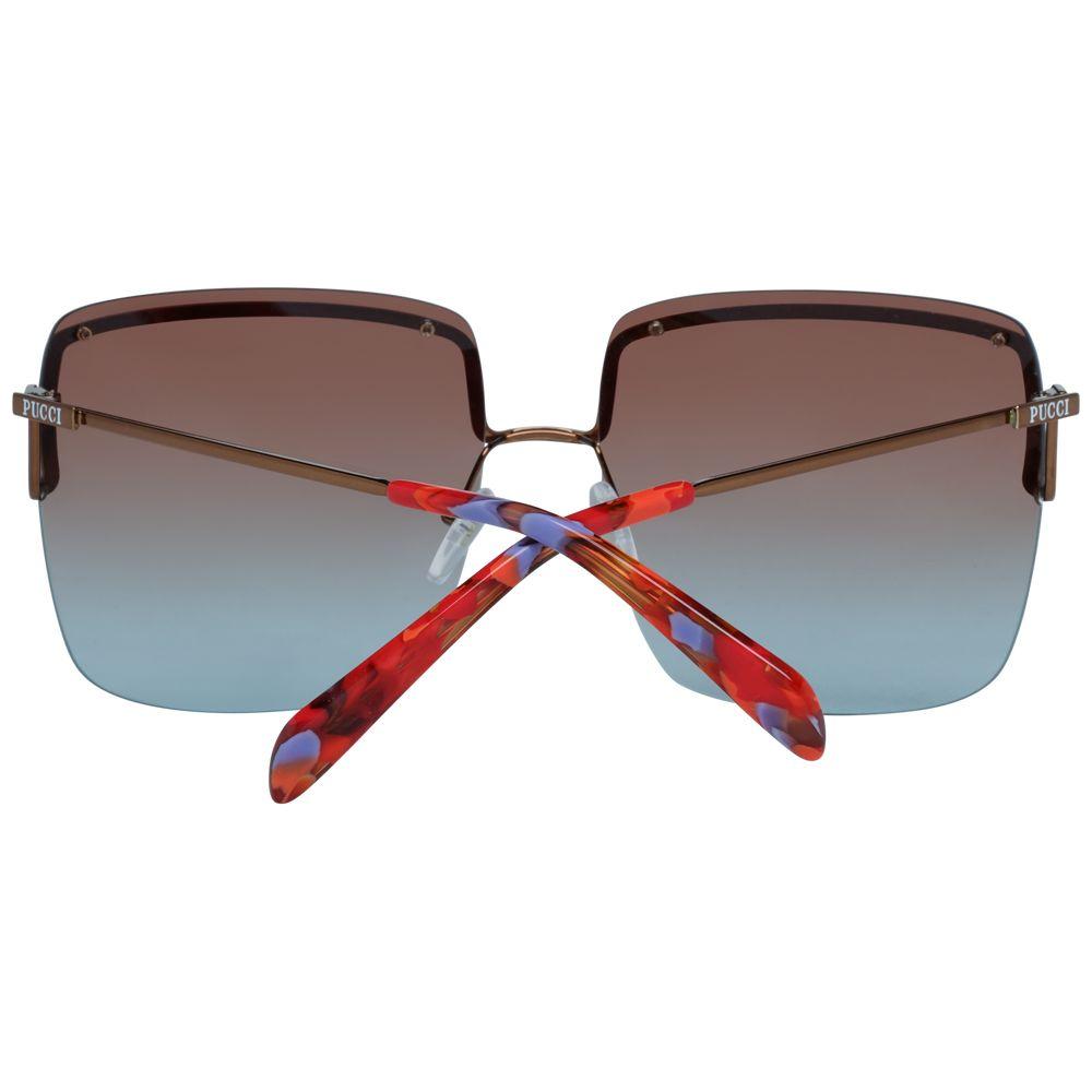Emilio Pucci square sunglasses for women with bronze metal frame and multicolor gradient lenses, 100% UVA UVB protection, style PUCCI.
