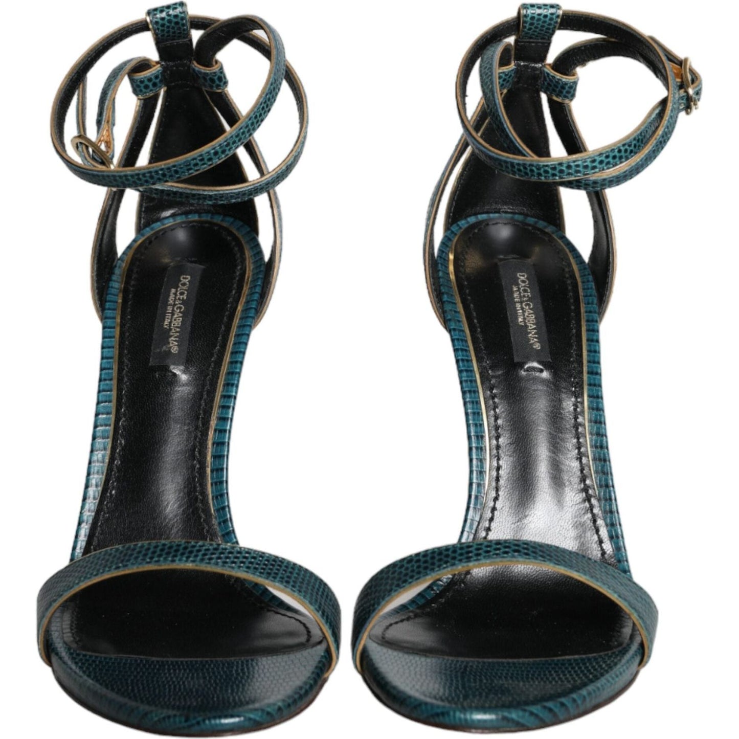 Dolce & Gabbana Dark Green Calf Leather Heels Sandals Shoes LA10356-38