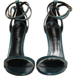 Dolce & Gabbana Dark Green Calf Leather Heels Sandals Shoes LA10356-38