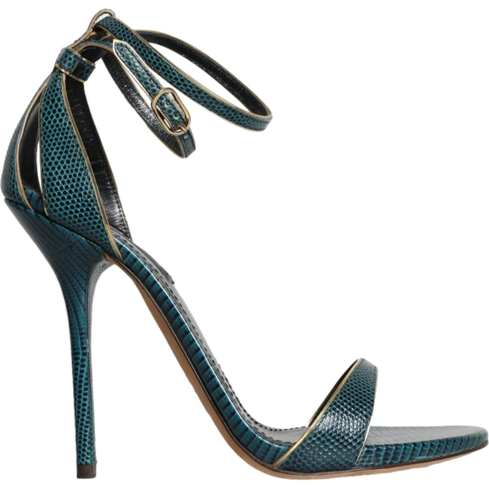 Dolce & Gabbana Dark Green Calf Leather Heels Sandals Shoes LA10356-38