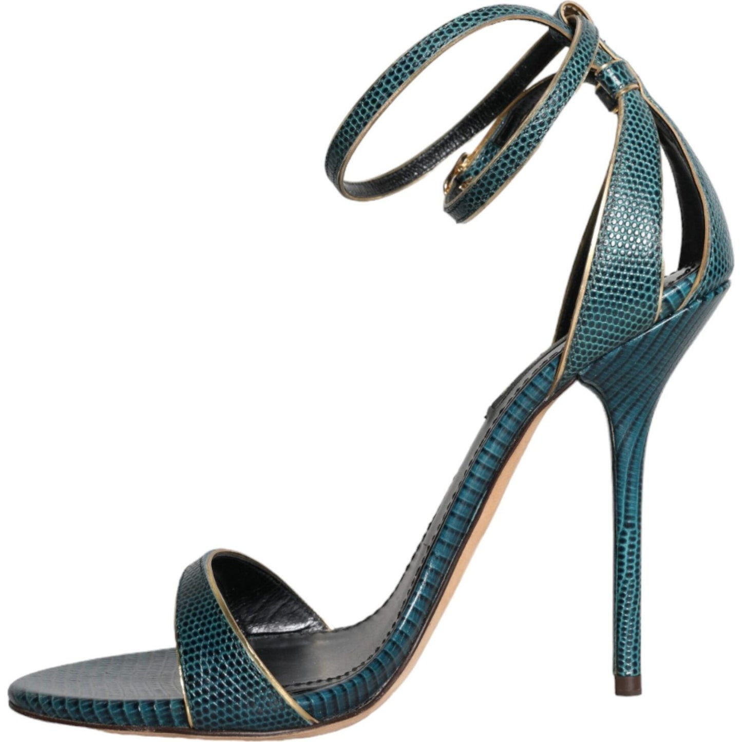 Dolce & Gabbana Dark Green Calf Leather Heels Sandals Shoes LA10356-38