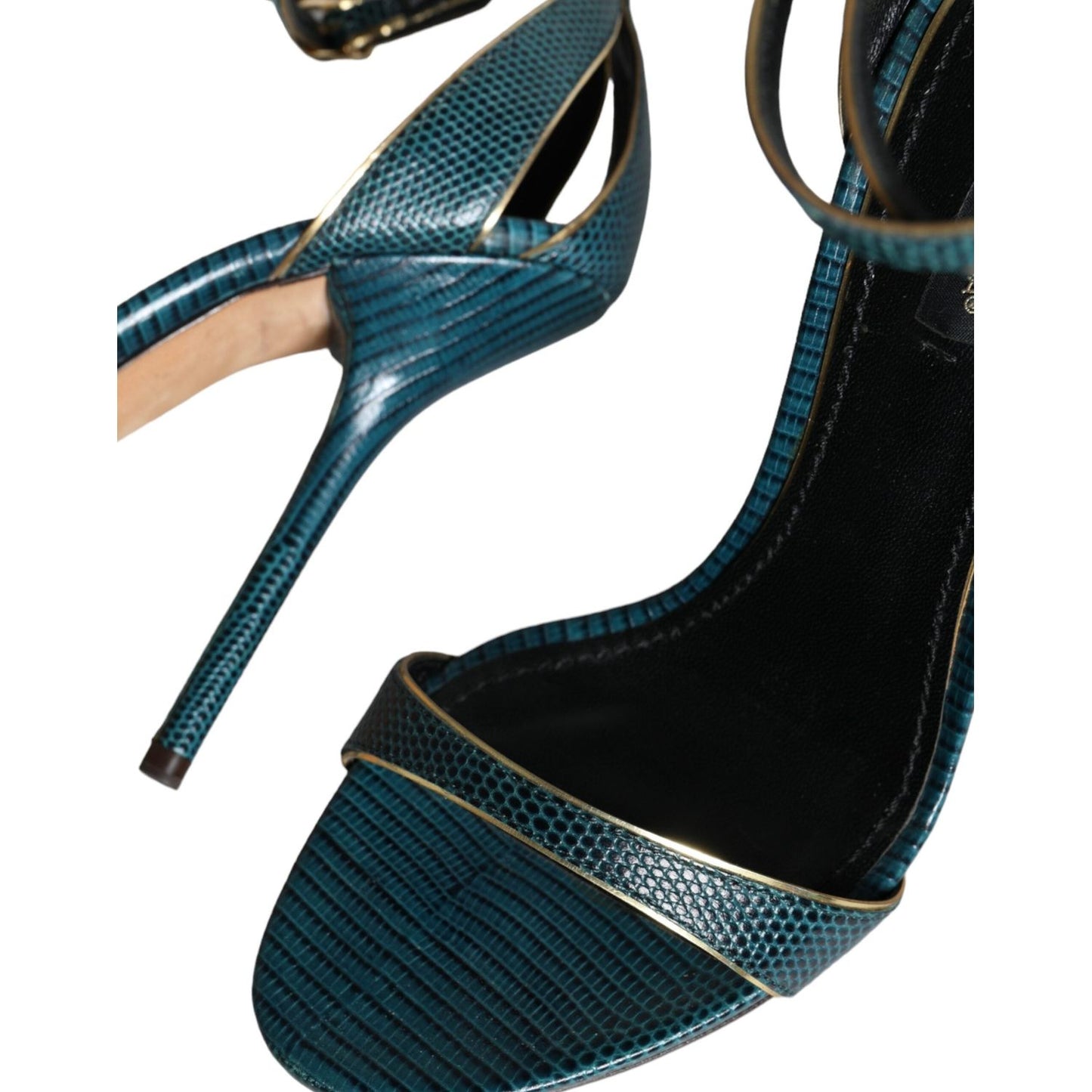 Dolce & Gabbana Dark Green Calf Leather Heels Sandals Shoes LA10356-38