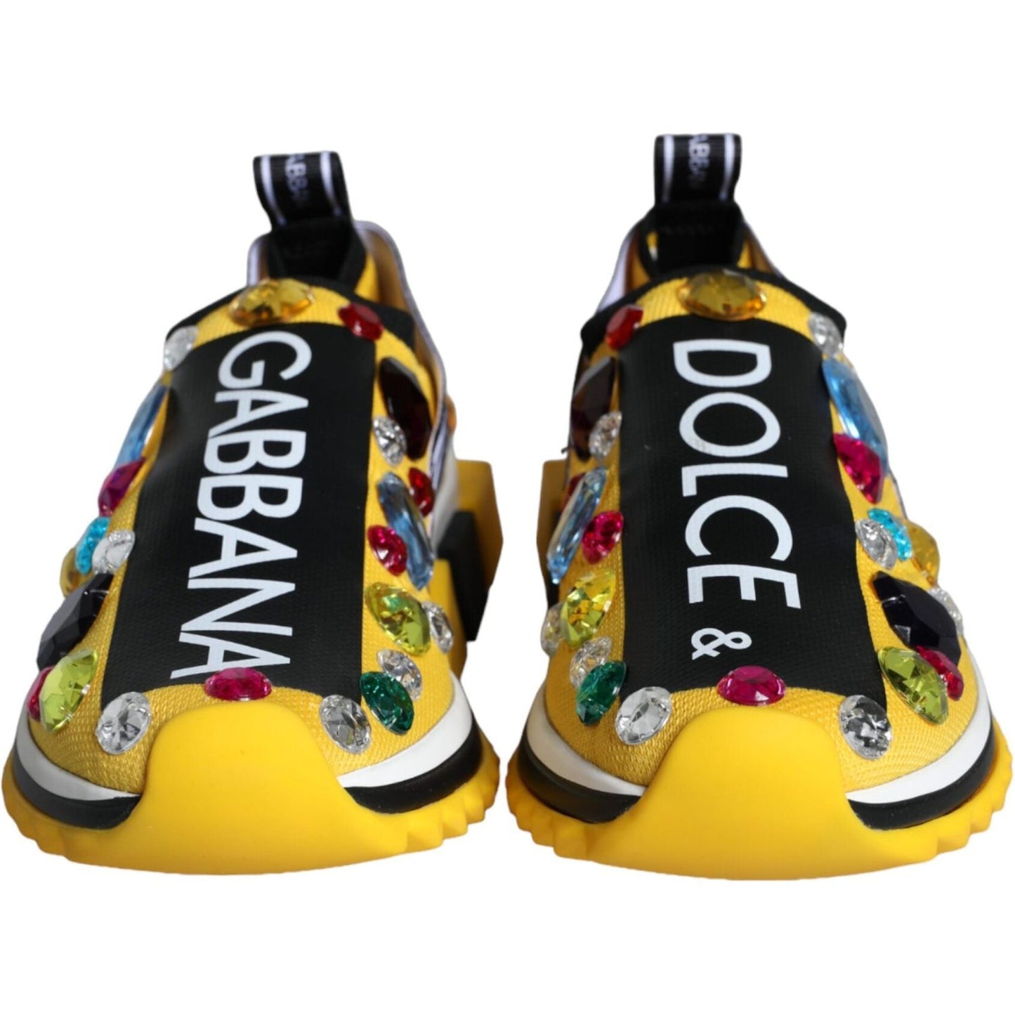 Dolce & Gabbana Yellow Sorrento Crystals Sneakers Womens Shoes LA11276-37