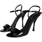 Dolce & Gabbana Black KEIRA Leather Heels Sandals Shoes LA11284-38.5