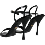 Dolce & Gabbana Black KEIRA Leather Heels Sandals Shoes LA11284-38.5