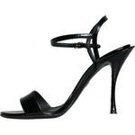 Dolce & Gabbana Black KEIRA Leather Heels Sandals Shoes LA11284-38.5
