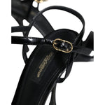 Dolce & Gabbana Black KEIRA Leather Heels Sandals Shoes LA11284-38.5