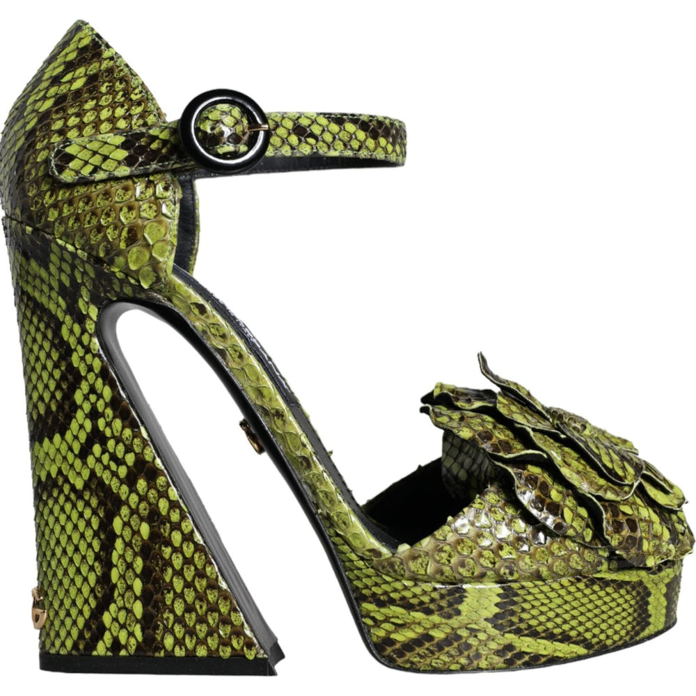 Dolce & Gabbana Green Exotic Leather Ankle Strap Heels Sandals Shoes LA11321-39