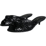 Dolce & Gabbana Black Leather Heels Slides Sandals Shoes LA11331-37